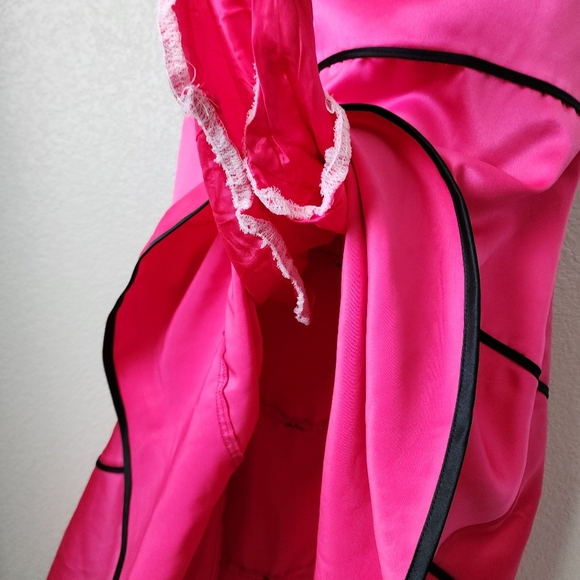 ZUM ZUM x VINTAGE Y2k fit flare maxi prom dress barbie pink black bows 7/8 - Picture 7 of 11